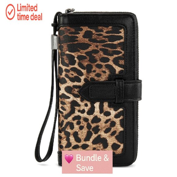 Large Capacity Vegan Leather Bifold Wristlet Wallet with RFID Blocking - Picture 1 of 8